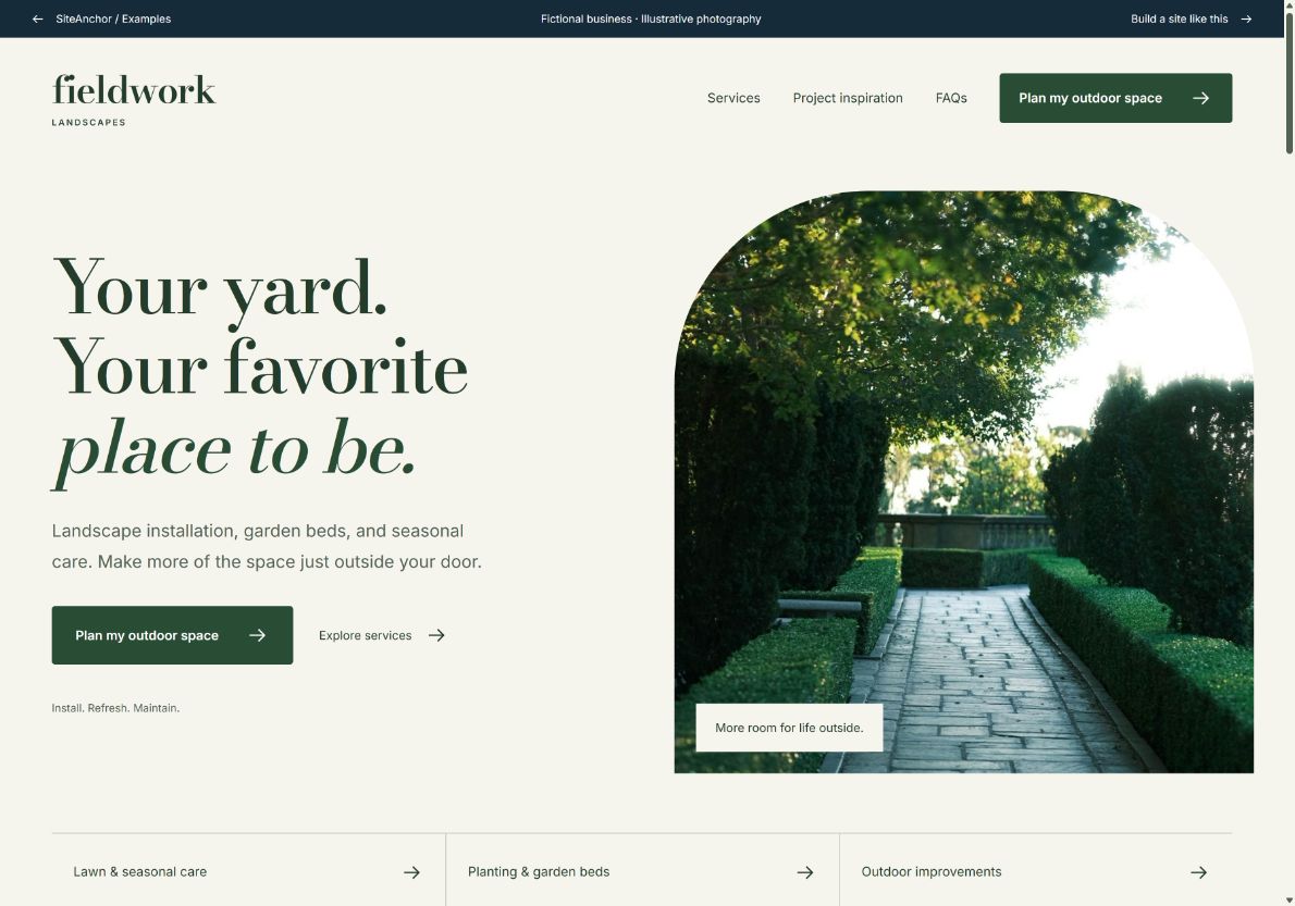 Fieldwork Landscapes website concept preview